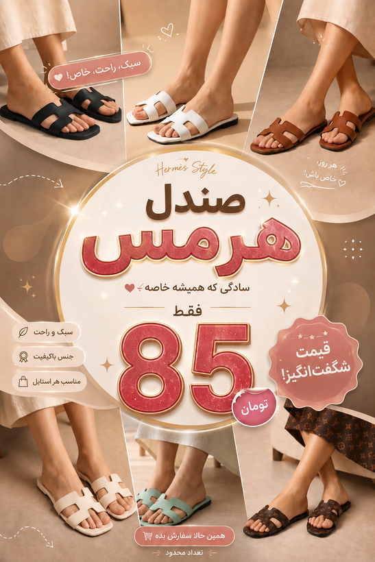 صندل زنانه خوش قیمت زنانه مدل هرمس